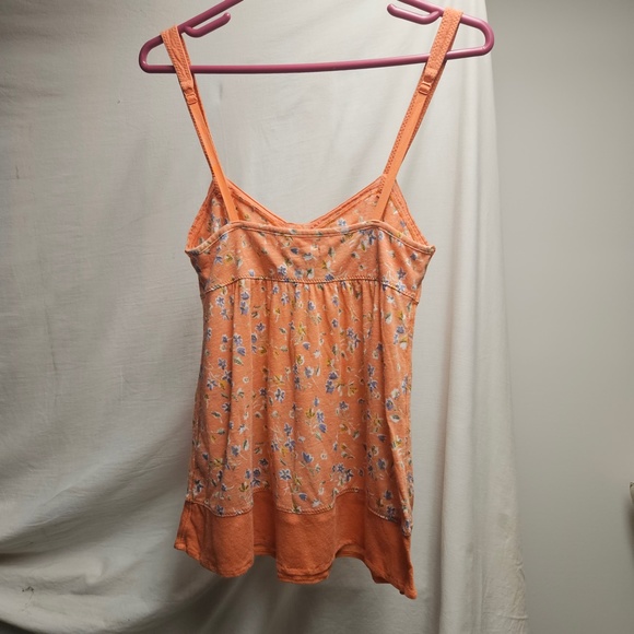 2for$20 American Eagle AE orange tank top babydoll flowers spaghetti straps - Picture 4 of 4